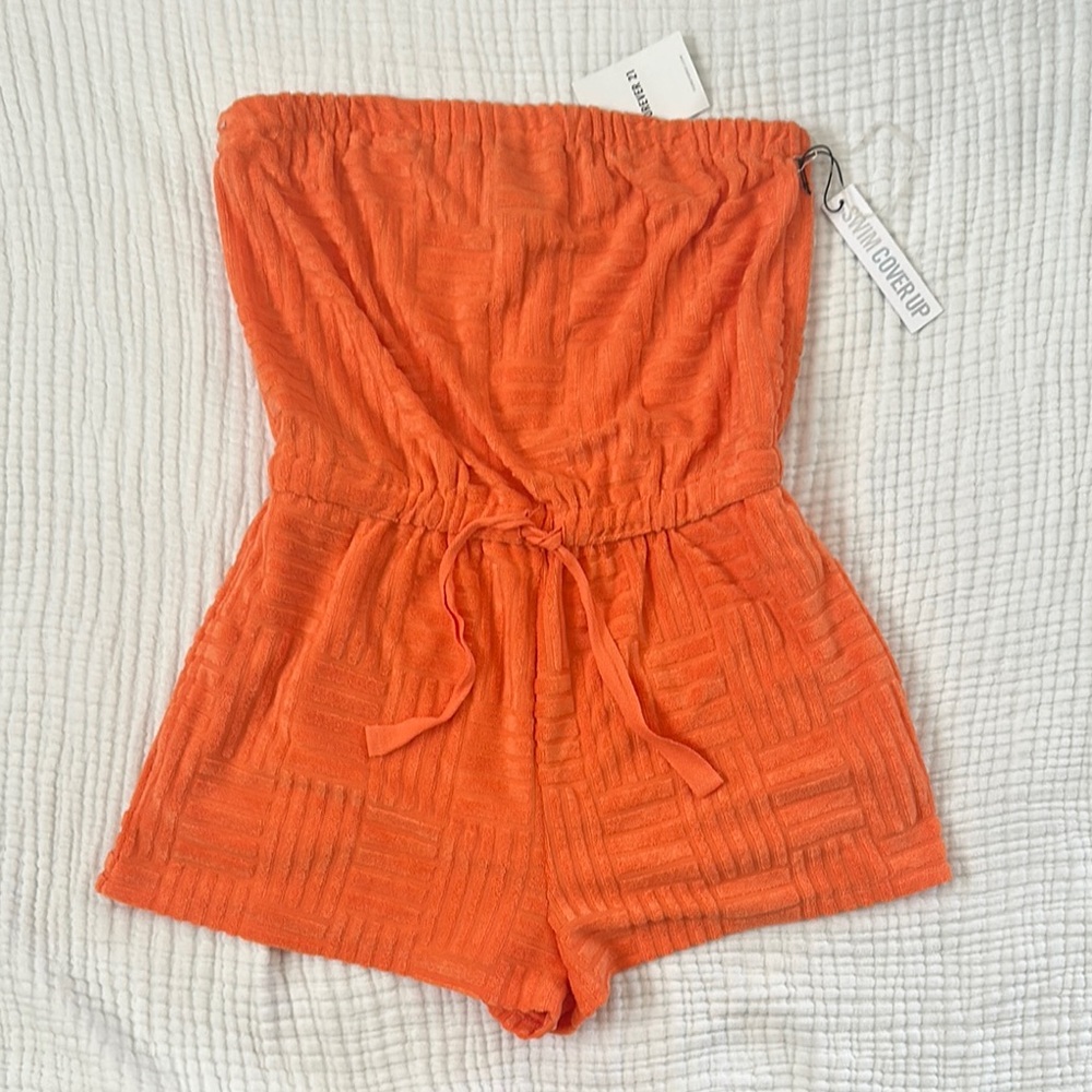 Forever 21 Terry Cloth Bright Orange Swim Cover-Up